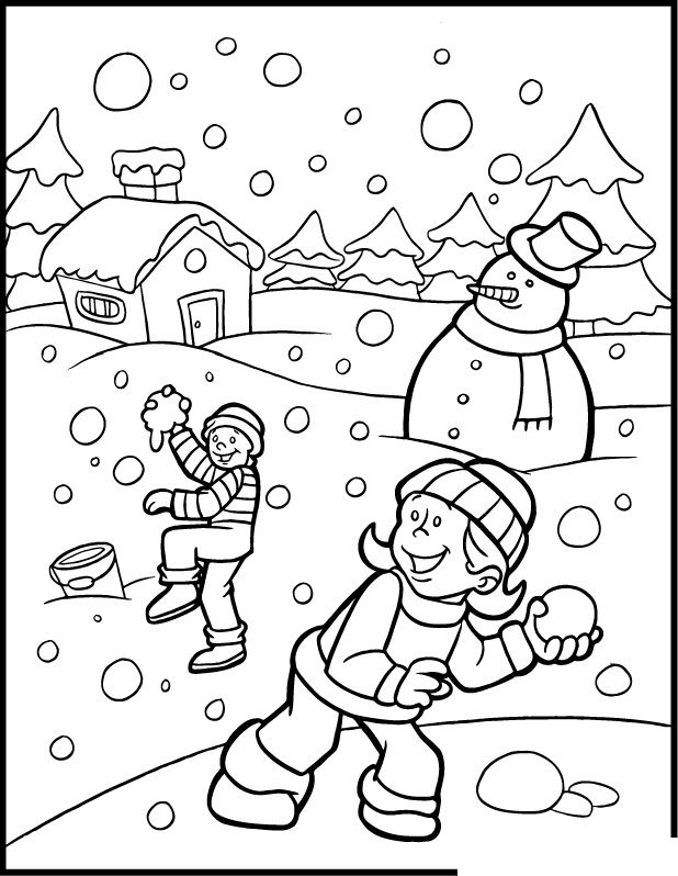 Snowball fight coloring pages winter christmas coloring pages coloring pages