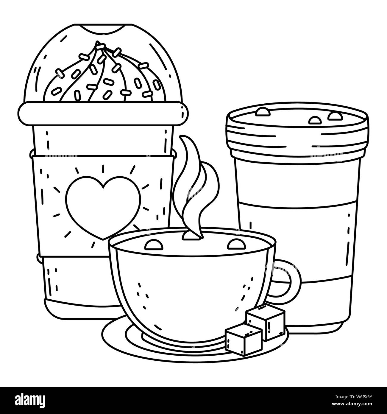 Iced coffee mug and glass design drink breakfast beverage bakery restaurant and shop theme vector illustration stock vector image art