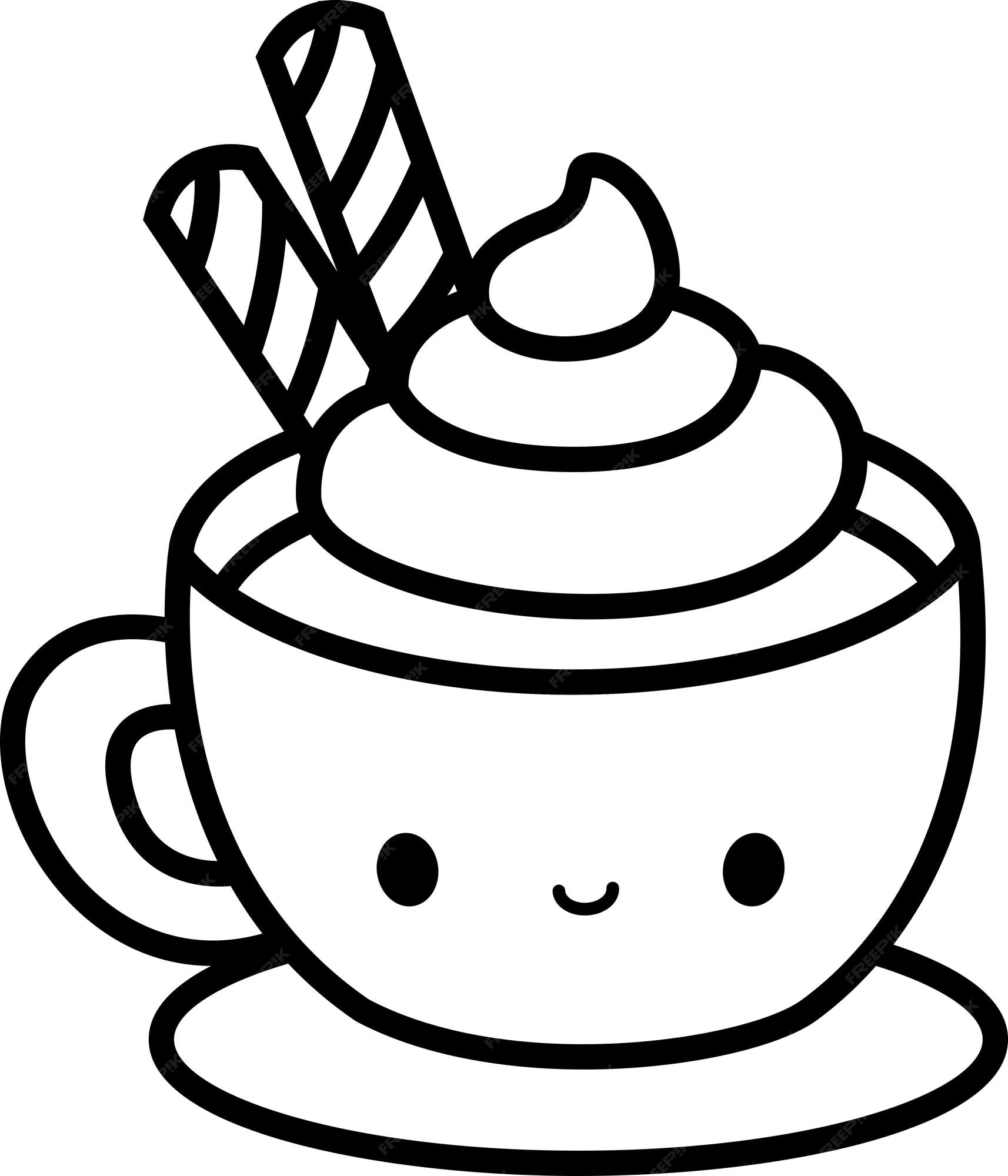 Premium vector a vector of a ice coffee with cream in black and white coloring