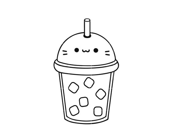 Kawaii iced coffee svg iced coffee cut files ice coffee outline silhouette cricut vinyl decal