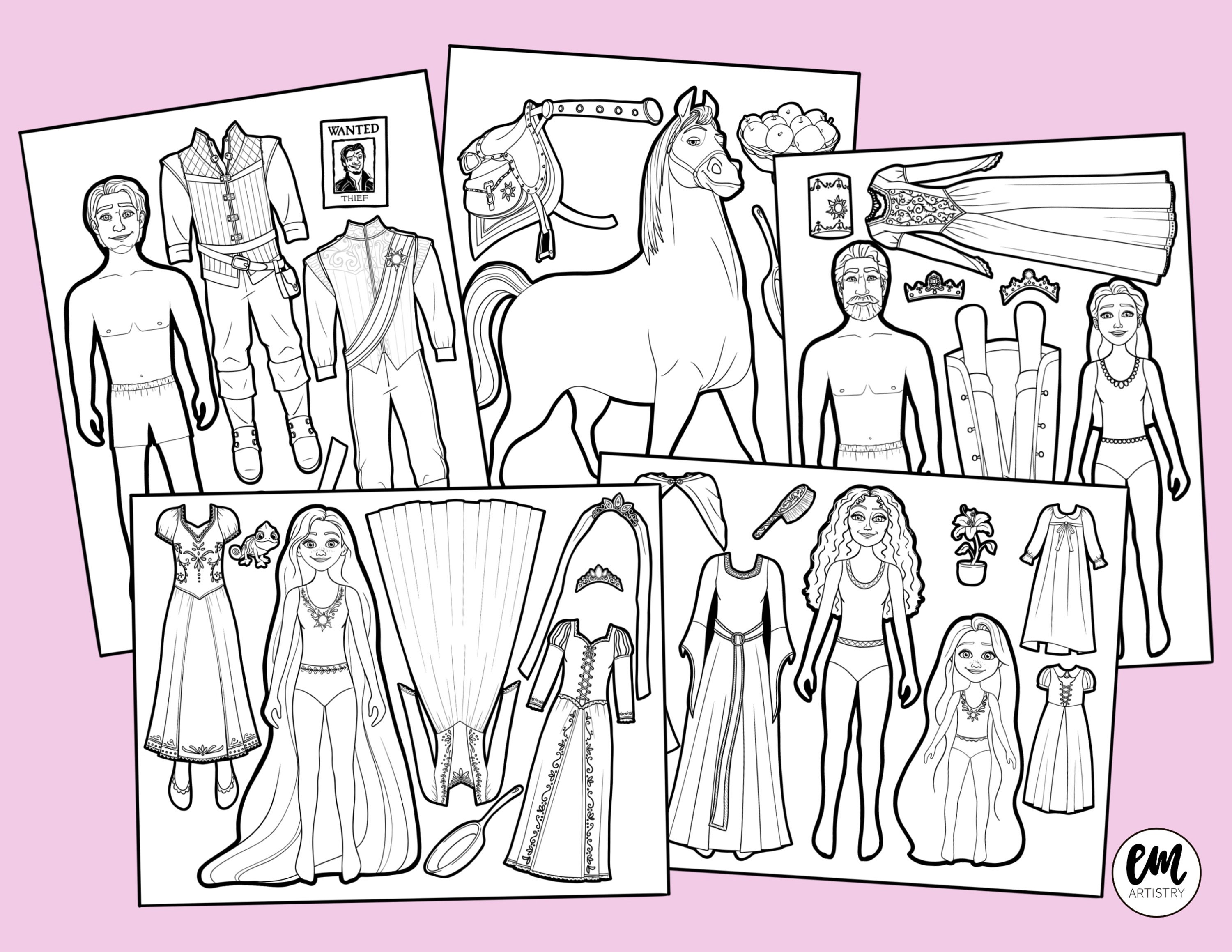 Rapunzel paper dolls download now