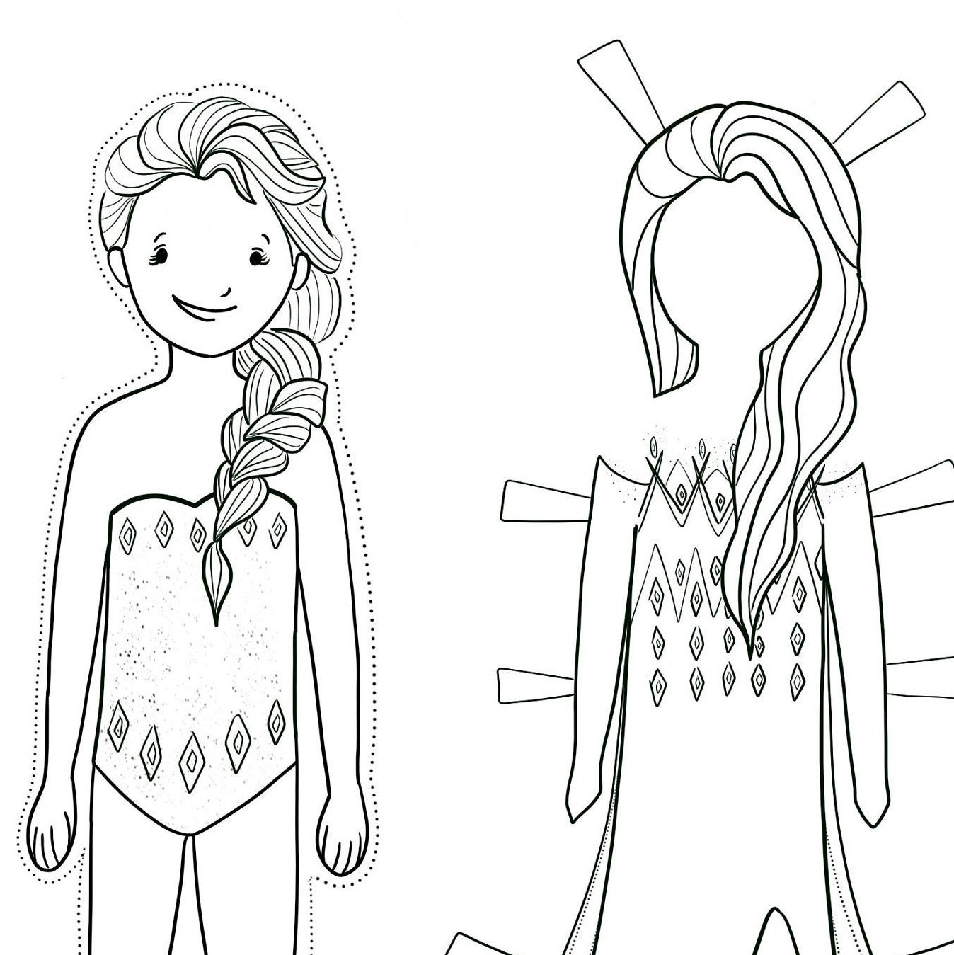 Ice queen printable paper doll color me instant download dress up little girls quiet play colorable coloring page paperdoll