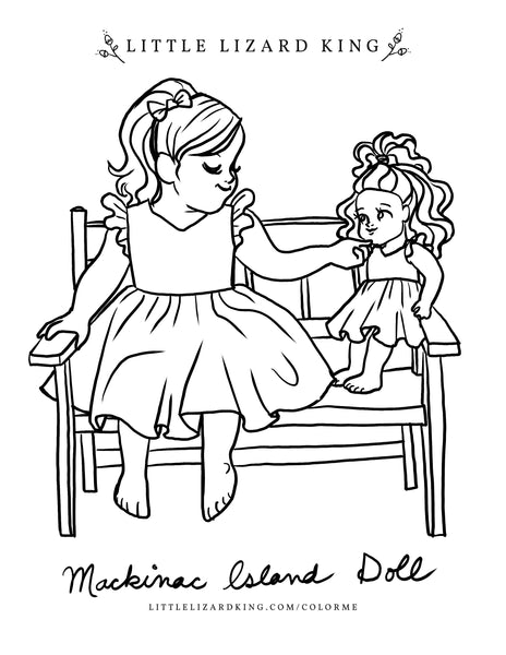 Mackinac island doll coloring page â little lizard king