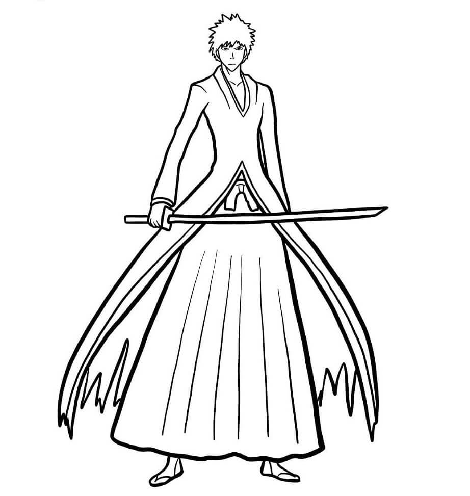 Ichigo kurosaki main character coloring page