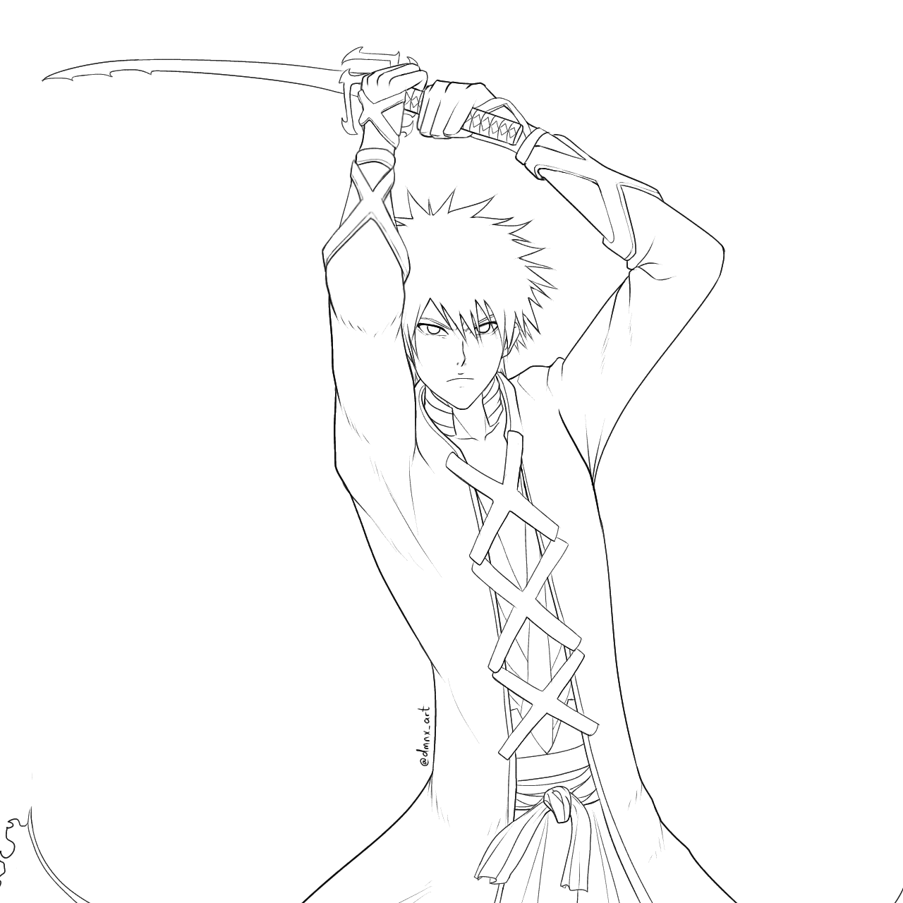 Ichigo bankai fanart art by me rbleach