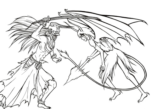 Ichigo kurosaki versus ulquiorra cifer from manga bleach coloring page free printable coloring pages