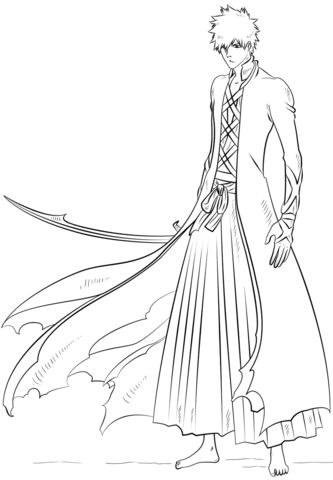 Ichigo kurosaki coloring page from bleach category select from printable crafts of cartoons natuâ bleach drawing bleach anime art adult coloring designs