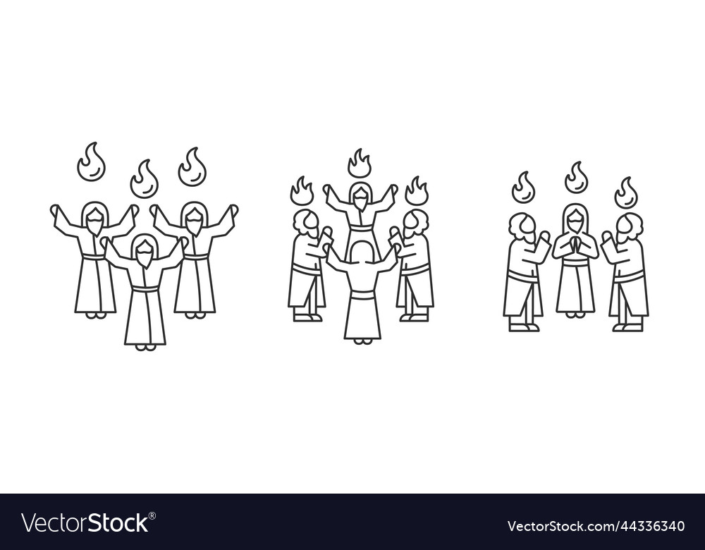 Pentecost sunday linear icons set royalty free vector image