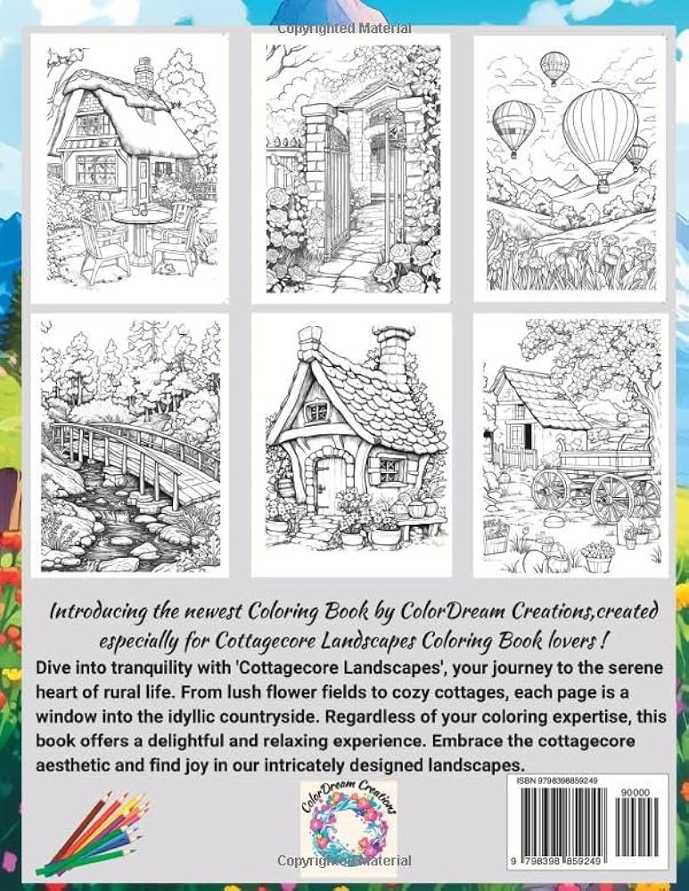 Cottagecore landscapes coloring book for adults embark on a relaxing journey through enchanting forest paths blooming meadows classic cottage cabins and majestic wildlife creations colordream åæ