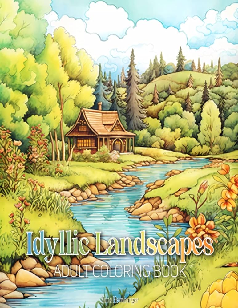 Idyllic landspes coloring book for adults and teens peaceful and wonderful landspes for relaxation stress
