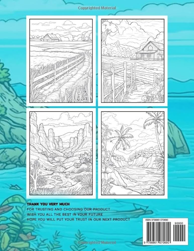 Relaxing landscape coloring book beautiful coloring pages with relaxing landscape coloring book relaxation and stress relief jk island ash libros