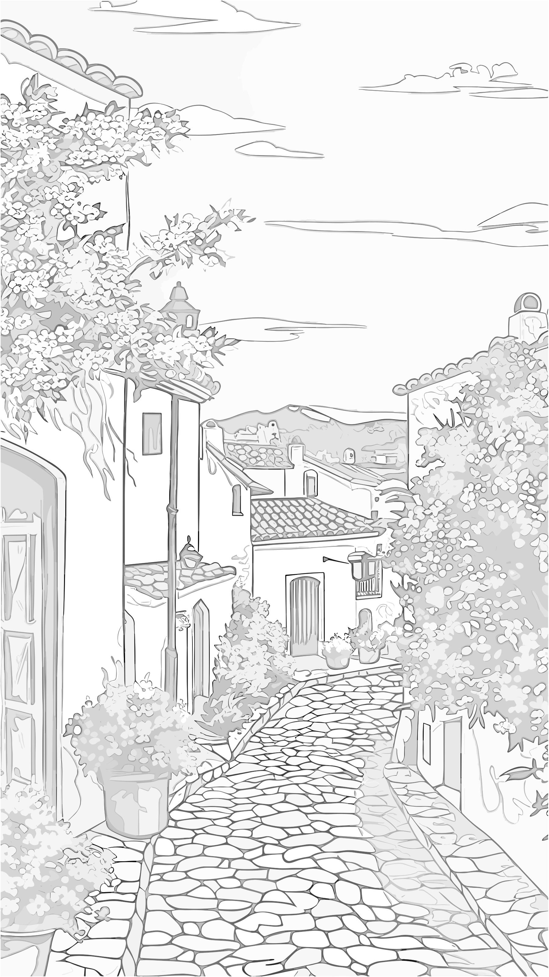 Spanish village coloring page imagens tumblr para colorir desenhos para colorir adultos desenhos para colorir mandalas