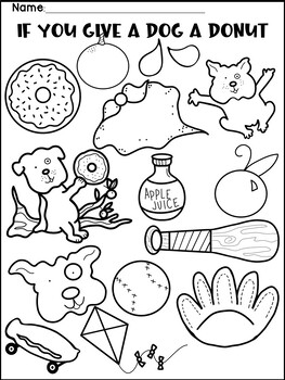 If you give a dog a donut writing sequencing coloring bulletin board craft