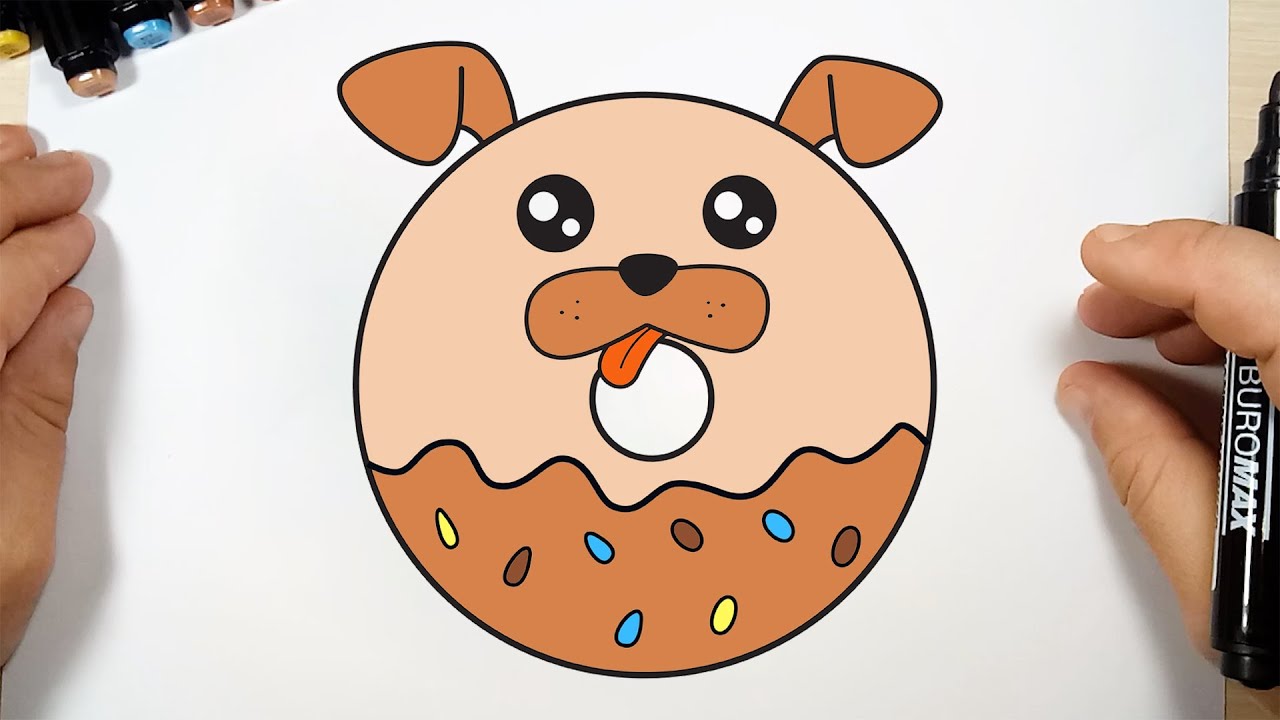 How to draw a cute donut dog drawing coloring