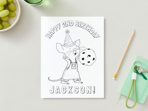 If you give a mouse a cookie birthday coloring page editable template instant download