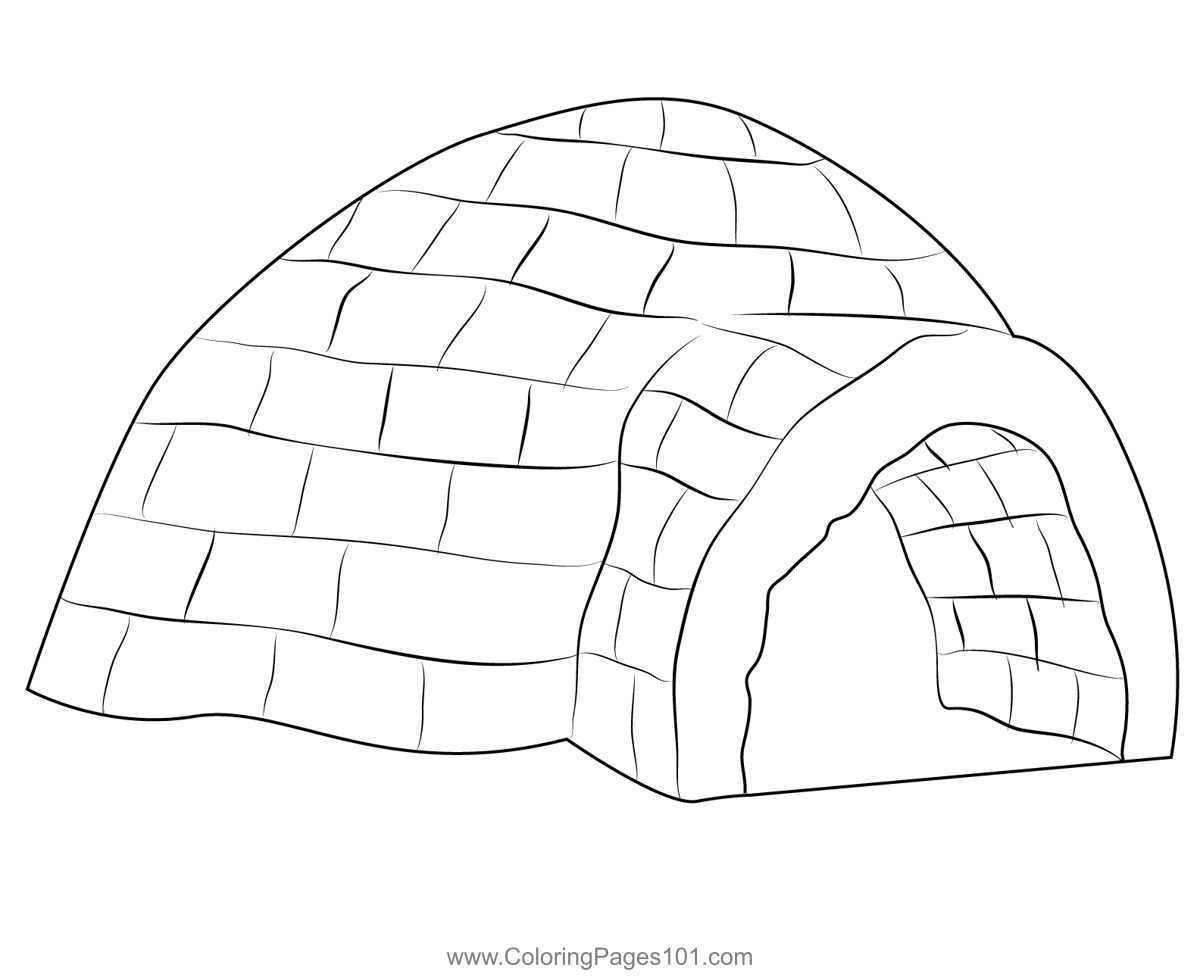 Ice snow house coloring page for kids