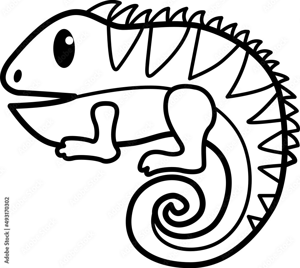 Iguana cartoon drawing for coloring book vector