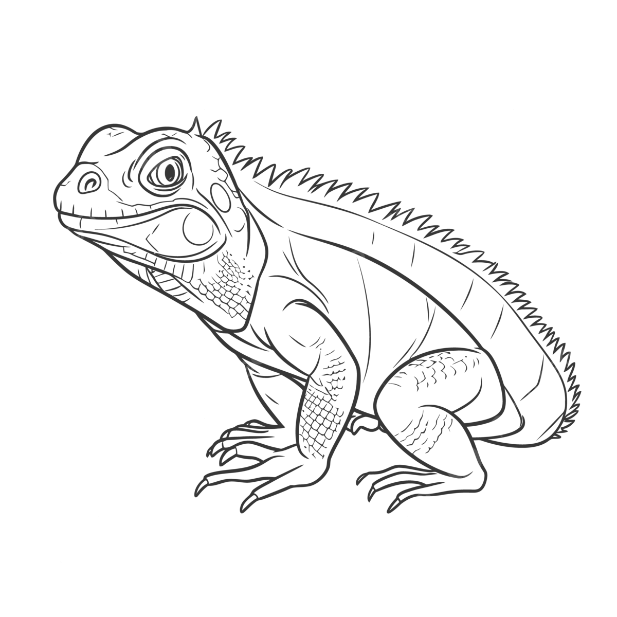 Line drawing of an iguana lizard coloring page outline sketch vector wing drawing lizard drawing ring drawing png and vector with transparent background for free download