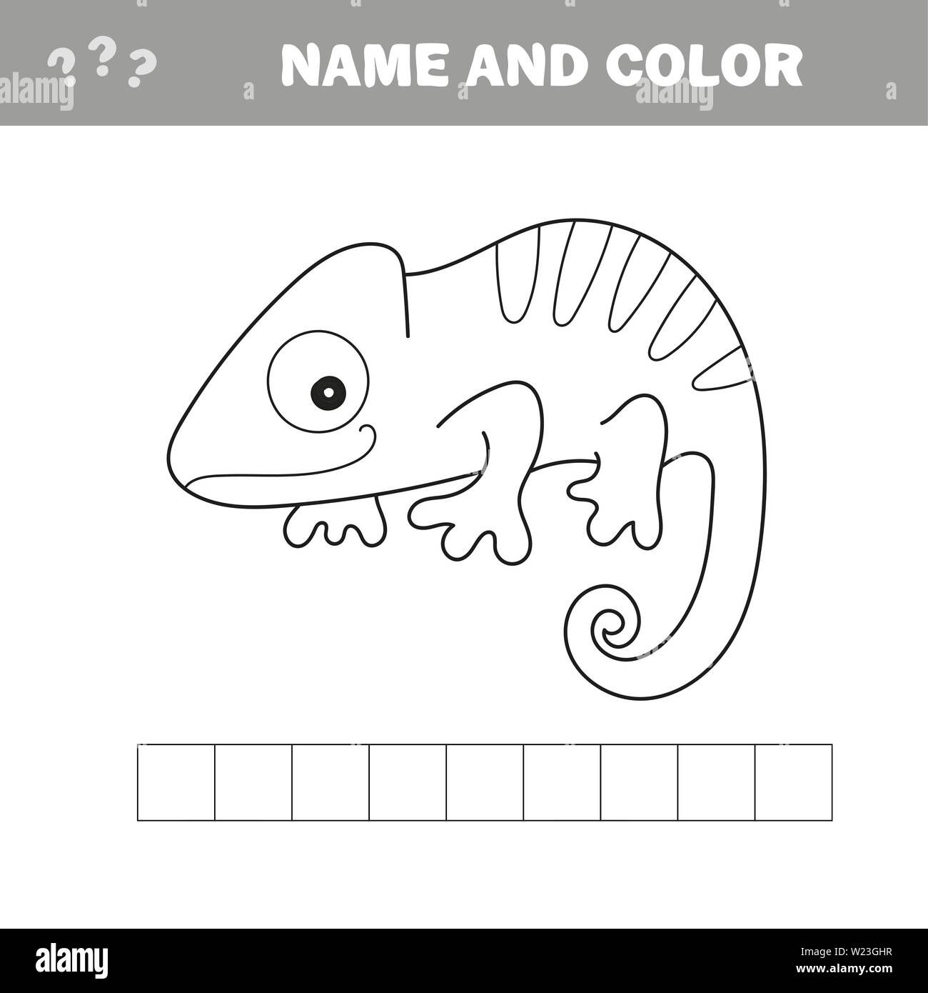 Iguana or chameleon to be colored coloring book for children visual game stock vector image art