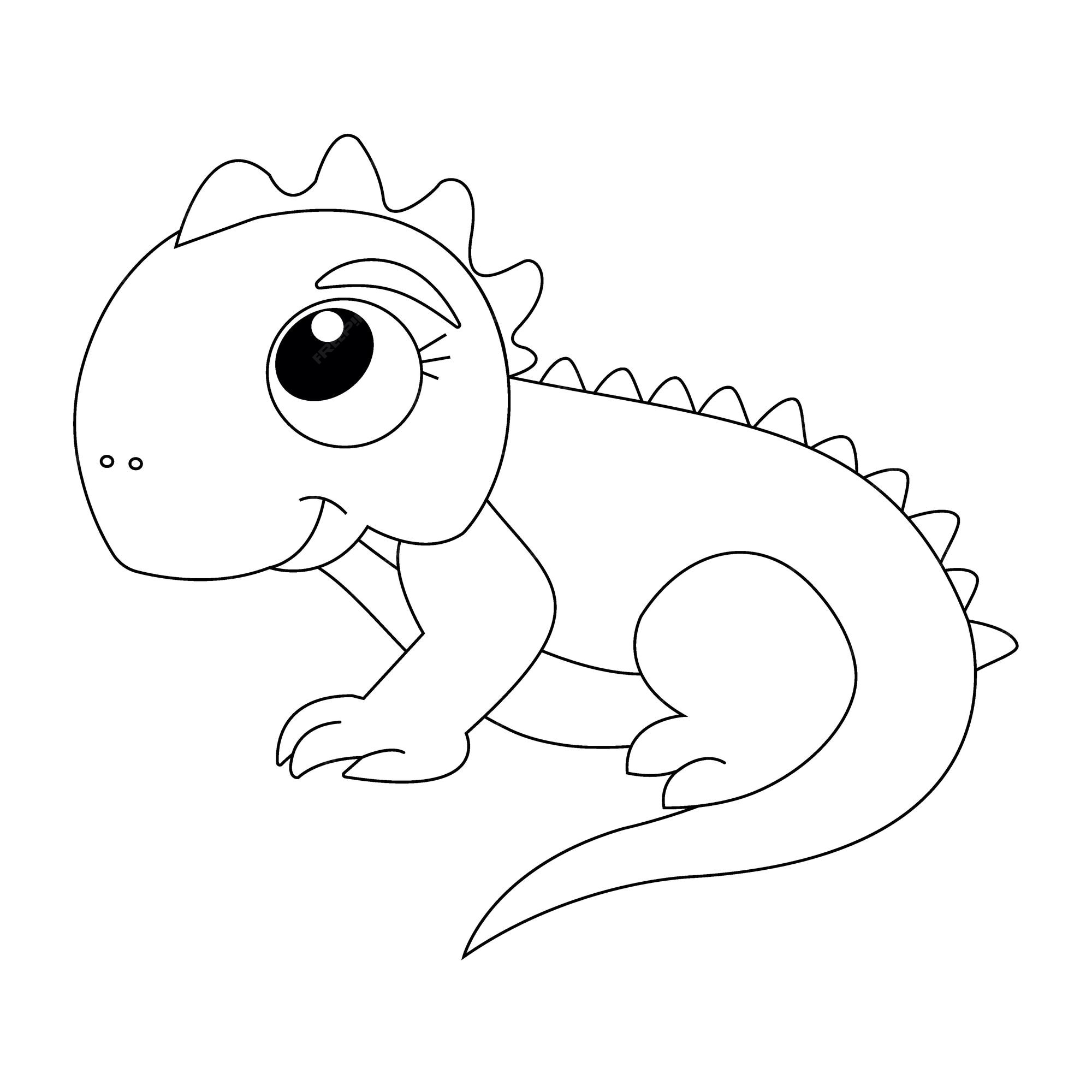 Premium vector cute iguana character for kid coloring book isolated vector illustration on white background