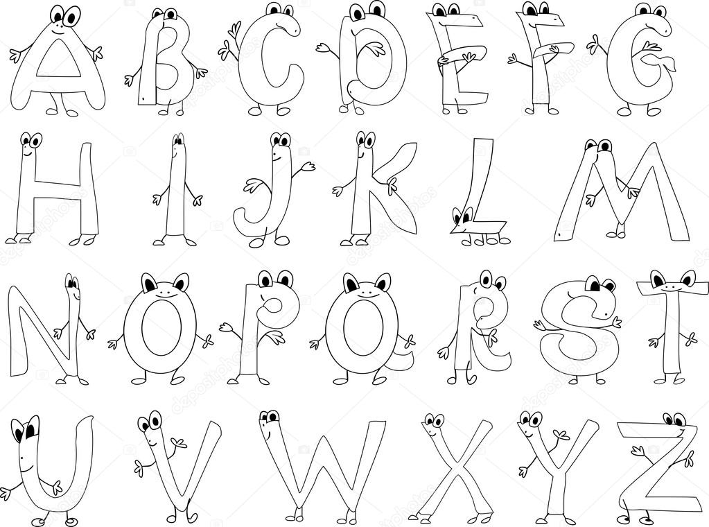 Coloring page funny english alphabet stock vector by mariaflaya