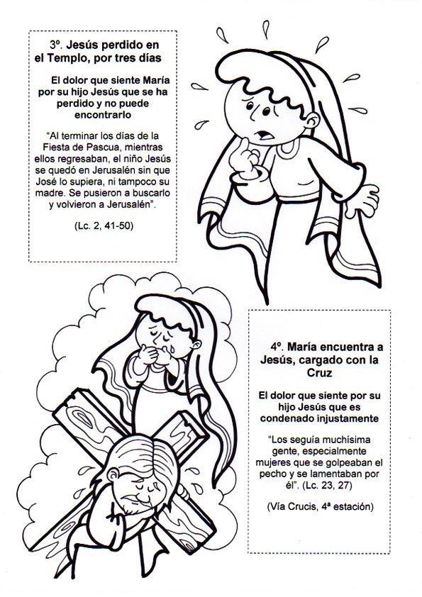 Los siete dolores de la virgen maria para meditar y colorear siete dolores de maria viernes de dolores enseãanza religiosa