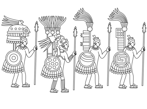 Aztec warriors coloring page free printable coloring pages