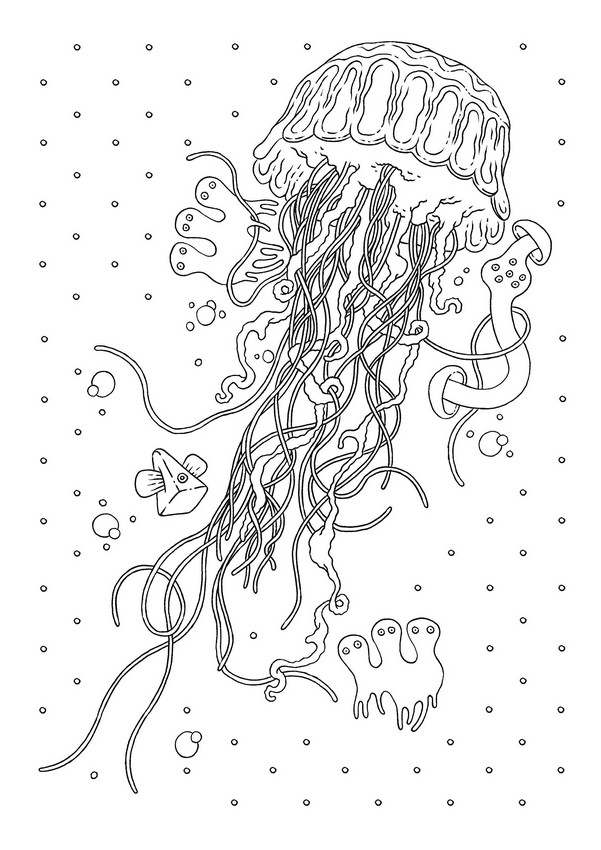 Dibujo para colorear relajante animales medusa