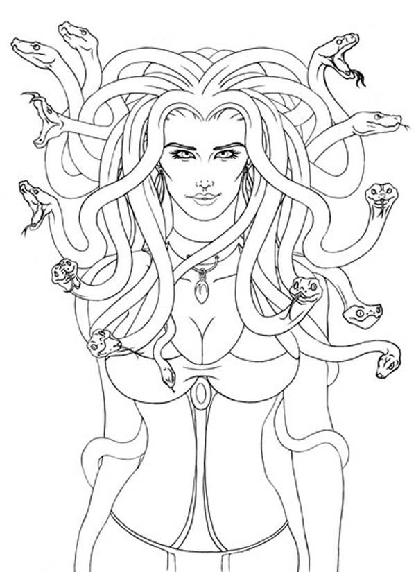 Lovely picture of medusa coloring page