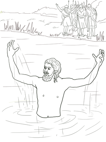 Elisha heals naaman coloring page free printable coloring pages