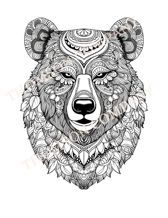 Osos con diseãos tribales pãginas para colorear para adultos pãgina de libro para colorear en pdf imprimible imagen generada por ia