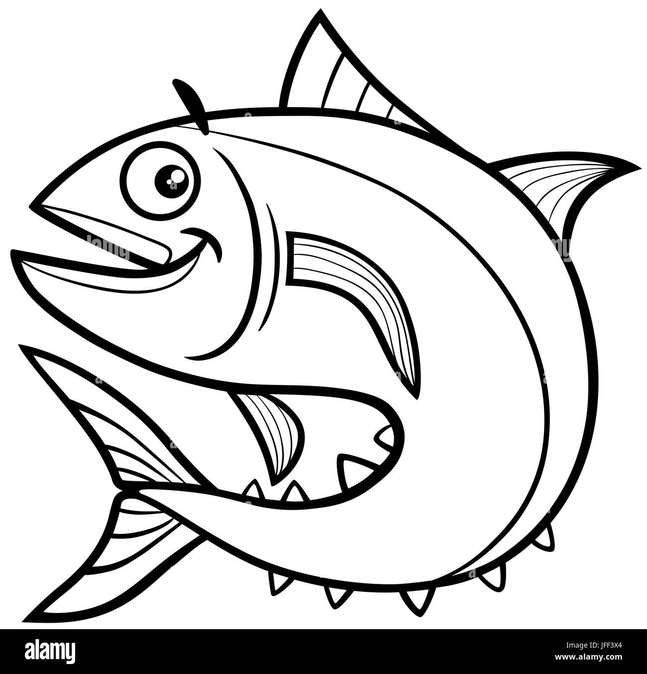 Pez dibujo para colorear imãgen de stock en blanco y negro