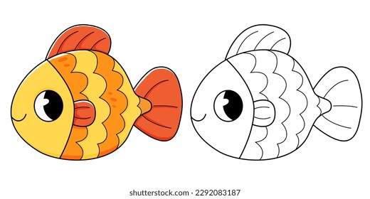 Libro de colorear peces dorados con vector de stock libre de regalãas