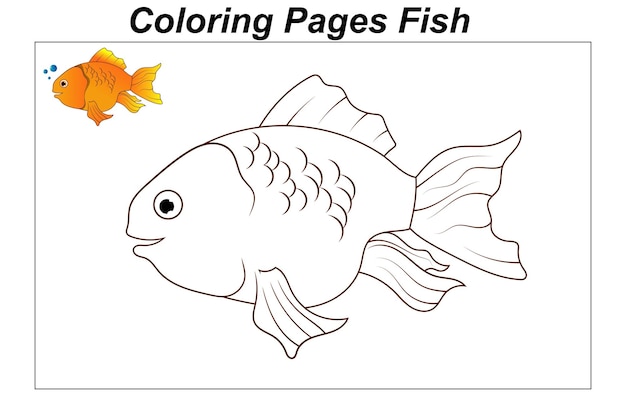 Dibujos para colorear pez dorado ilustraciãn submarina en una caricatura vector premium