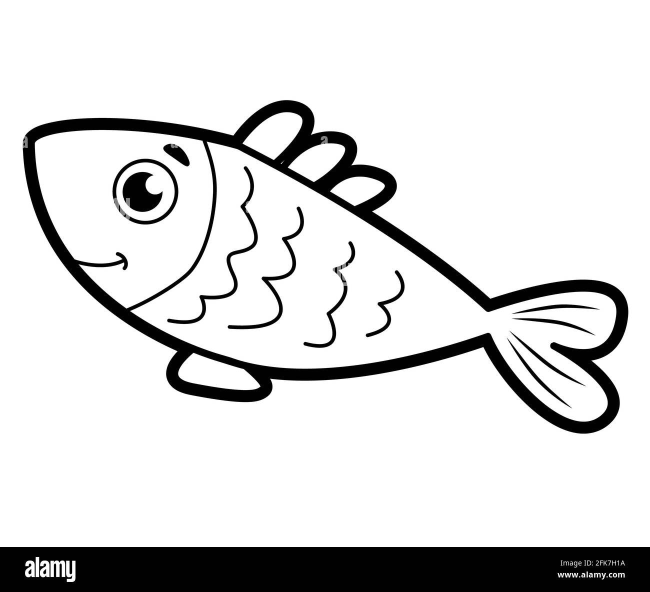 Coloring book or page for kids fish black and white illustration stock photo