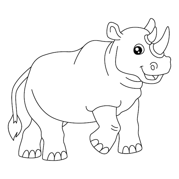 Premium vector rhinoceros coloring page isolated for kids