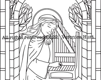 Dibujo de santa cecilia fiesta de noviembre vidrieras para niãos y adultos
