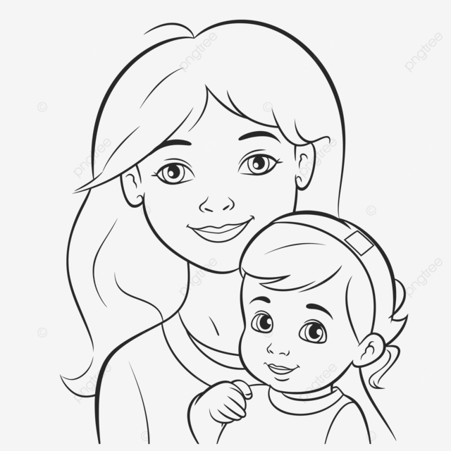 Dibujo de dibujo una pãgina para colorear con madre sosteniendo a su bebã vector png dibujos dibujo bebe dibujo de ala dibujo de polilla png y vector para dcargar gratis