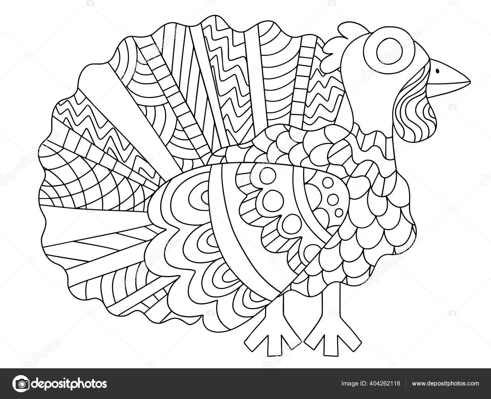 Feliz dãa acciãn gracias divertido dibujo animado pavo para colorear vector de stock por funfishyandexru