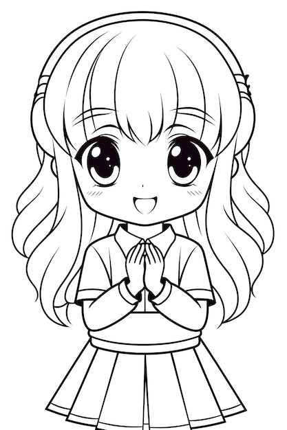 Premium vector anime coloring page