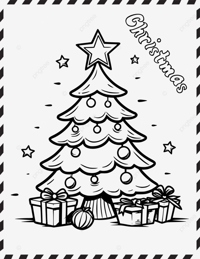 Pãgina para colorear del ãrbol de navidad para niãos y aficionados vector png dibujos dibujos para