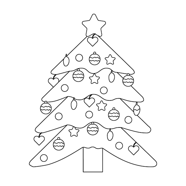 Ãrbol de navidad para colorear ilustraciãn de la pãgina vector premium