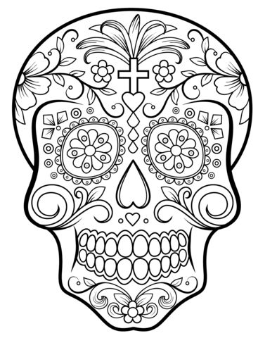Sugar skull coloring page free printable coloring pages skull coloring pages sugar skull drawing coloring pages