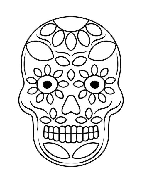 Premium vector skull coloring pages for beginners