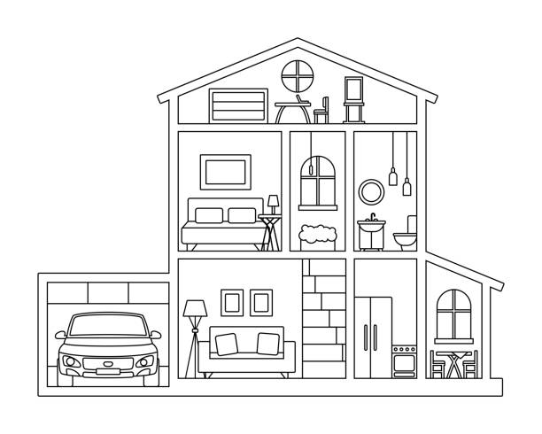 House coloring page stock illustrations royalty