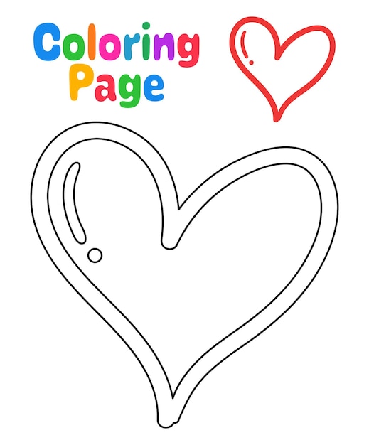 Dibujo para colorear con corazãn para niãos vector premium