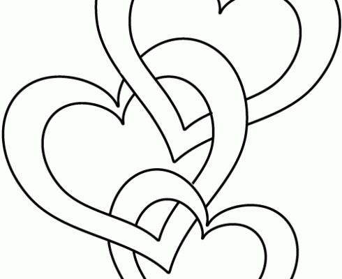 Tres corazones para colorear