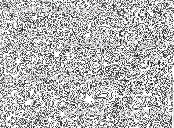 Dibujo de estrellas y corazones para colorear imprimible de adulto