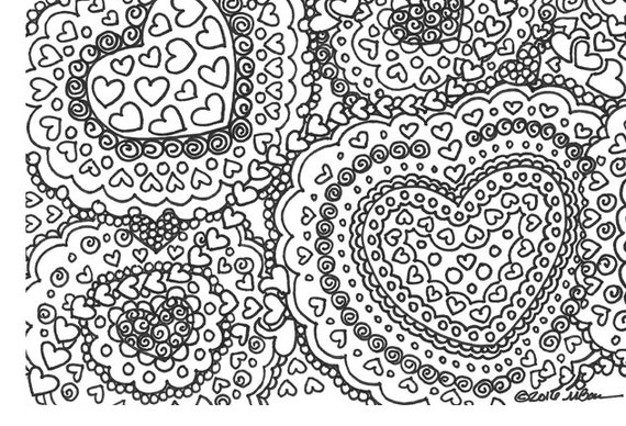 Printable hearts adult coloring page adult coloring valentines day coloring page