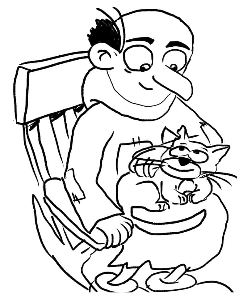 Gargamel and cat coloring page